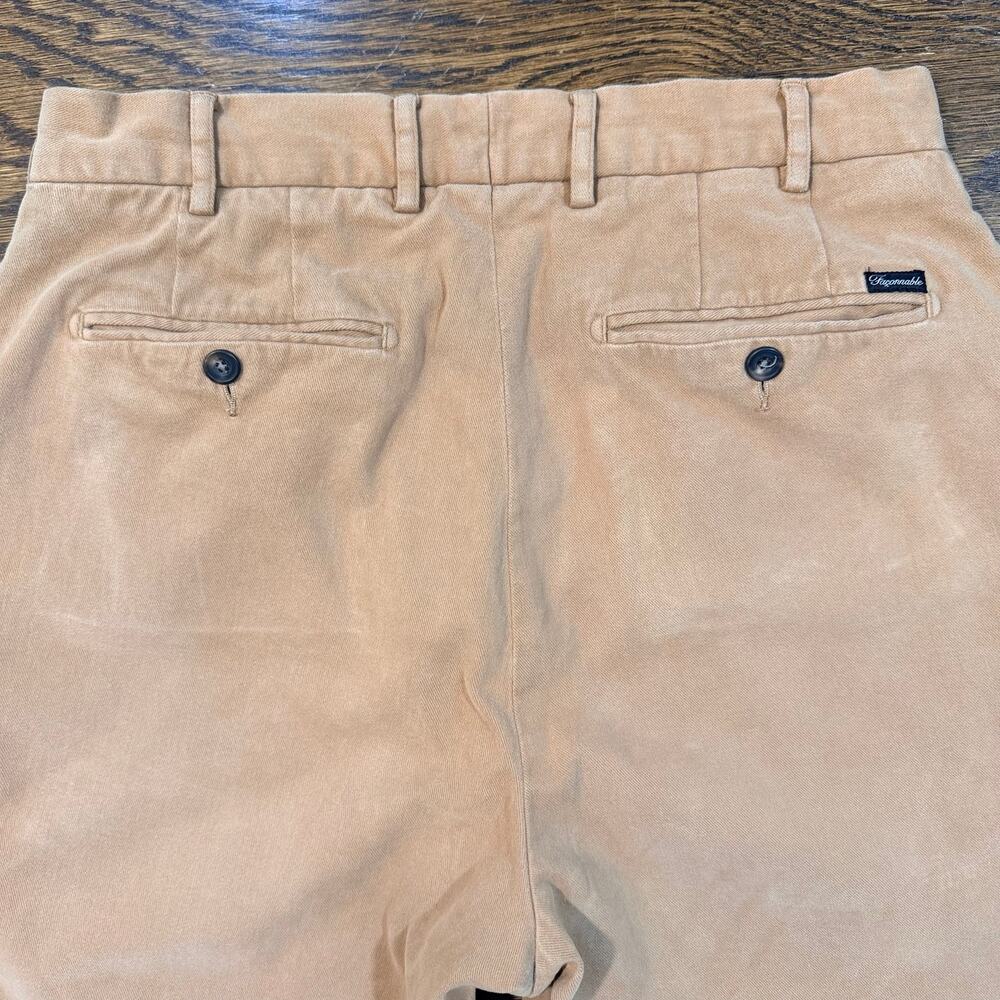 Vintage Façonnable Brushed Cotton Pants Men’s 34x29 Tan Wide Leg Cuffed - Picture 3 of 8